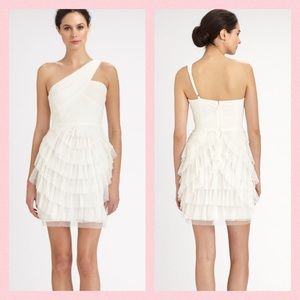 BCBGMAXAZRIA Women's White Ella Oneshoulder Dress